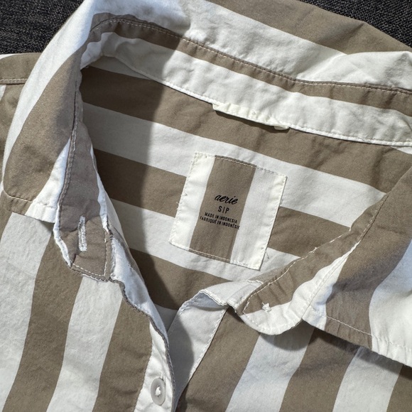 Aerie Good Day Button Down Shirt Striped
Beige Size Small P - Picture 10 of 15